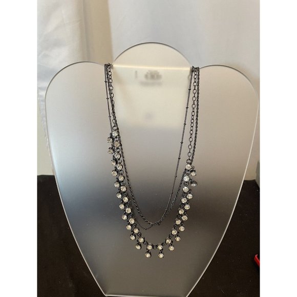 Express Triple Strand Black Rhinestone Necklace NWT - Picture 2 of 4